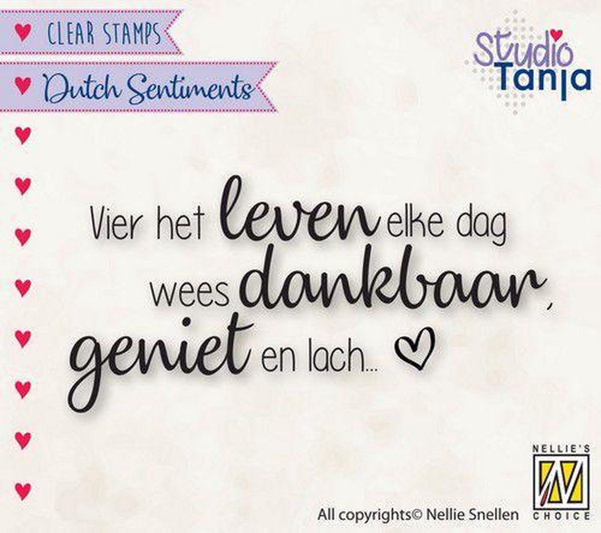 Nellies Choice Clearstempel Sentiments - Vier het leven (NL) SENC017 73x36mm